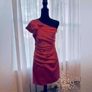 -Pink One Shoulder Sleeve Dress-